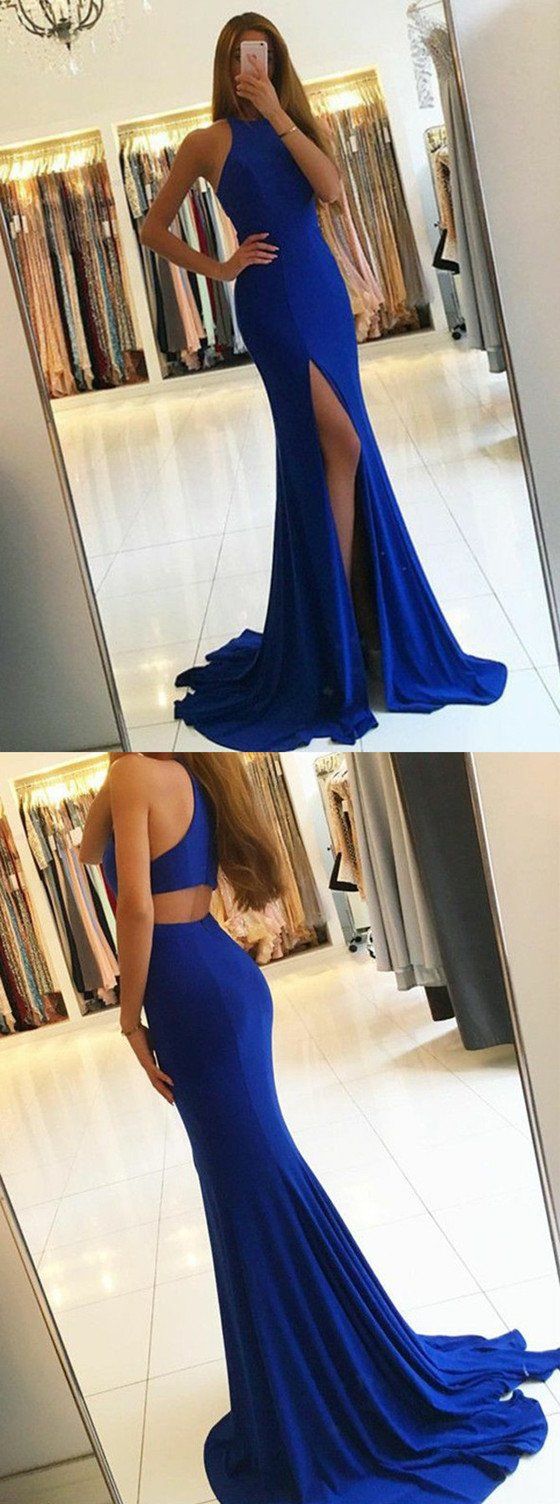 Royal Blue Prom Dress Slit Skirt, Evening Dress, Pageant Dance Dresses, Graduation School Party Gown, PC0011 - Promcoming