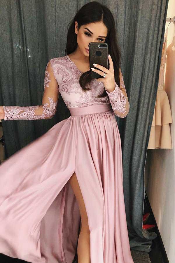 Long Prom Dress with Slit, Evening Dress ,Winter Formal Dress, Pageant Dance Dresses, Graduation School Party Gown, PC0224 - Promcoming
