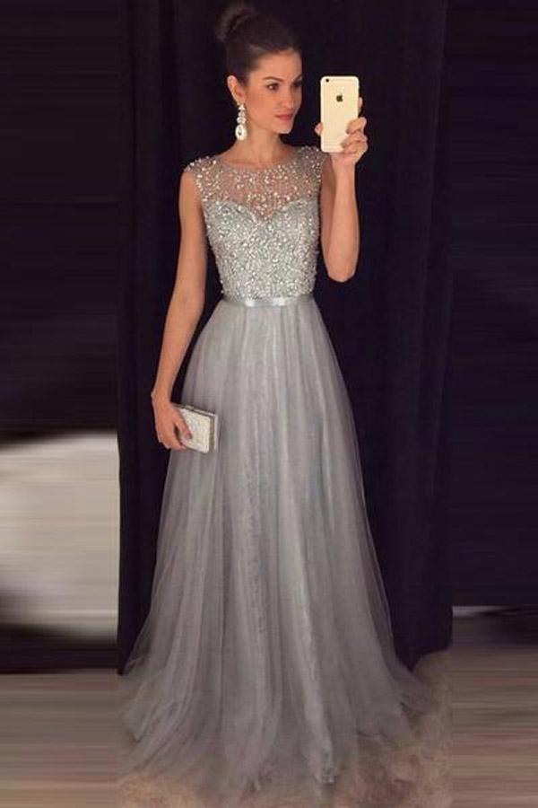 Silver Grey Prom Dress 2020, Evening Dress ,Winter Formal Dress, Pageant Dance Dresses, Graduation School Party Gown, PC0228 - Promcoming