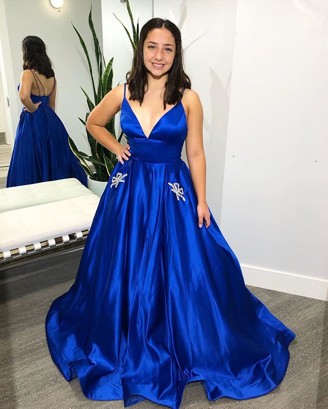 Royal Blue Prom Dress Satin Fabric, Formal Dress, Evening Dress, Pageant Dance Dresses, School Party Gown, PC0723