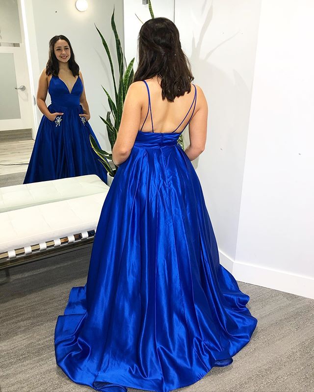 Royal Blue Prom Dress Satin Fabric, Formal Dress, Evening Dress, Pageant Dance Dresses, School Party Gown, PC0723