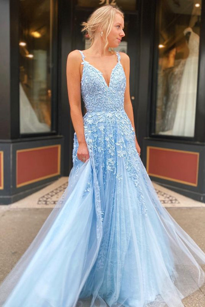 Light Blue Prom Dresses Long 2023 Winter Formal Dress Pageant Dance Dresses Back To School Party Gown