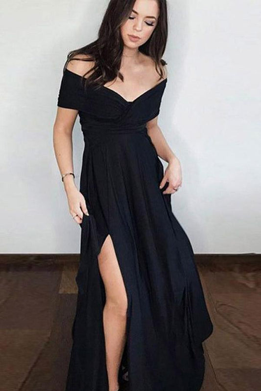 Black Prom Dress with Slit, Evening Dress ,Winter Formal Dress, Pageant Dance Dresses, Graduation School Party Gown, PC0260 - Promcoming