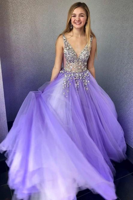 New Style Prom Dress V Neckline, Prom Dresses, Evening Dress, Dance Dress, Graduation School Party Gown, PC0361 - Promcoming
