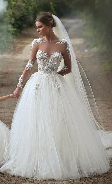 Wedding Dress Long Sleeves, Bridal Gown ,Dresses For Brides
