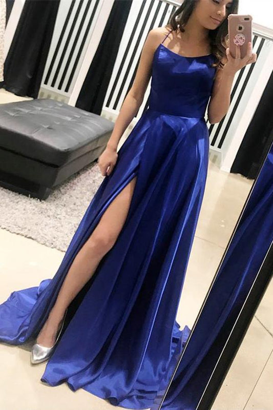Sexy Royal Blue Prom Dress Slit Skirt, Evening Dress, Pageant Dance Dresses, Graduation School Party Gown, PC0015 - Promcoming