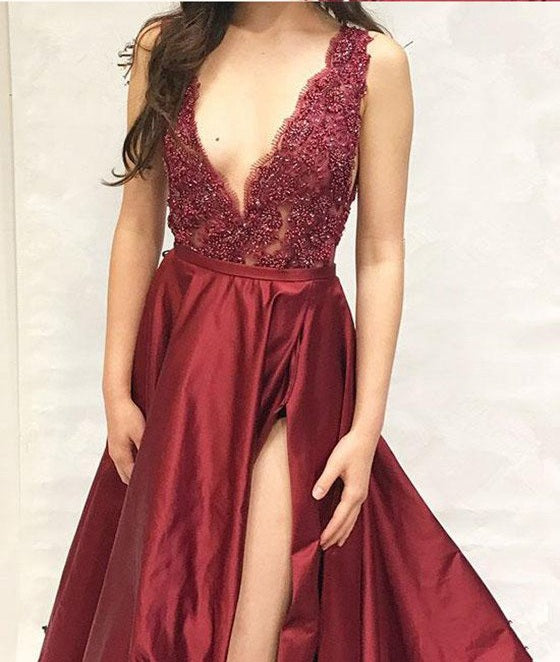 Sexy Prom Dress Slit Skirt, Evening Dress, Pageant Dance Dresses, Graduation School Party Gown, PC0017 - Promcoming