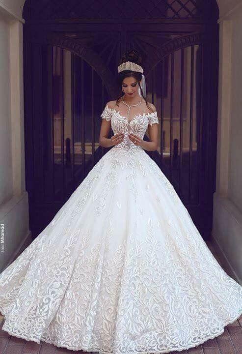 Princess Lace Wedding Dress Long Train, Bridal Gown ,Dresses For Brides