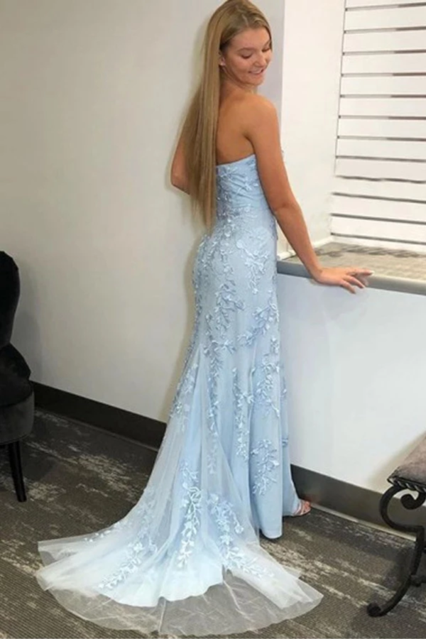 Lace Prom Dress with Slit, Formal Ball Dress, Evening Dress, Dance Dresses, School Party Gown, PC0931