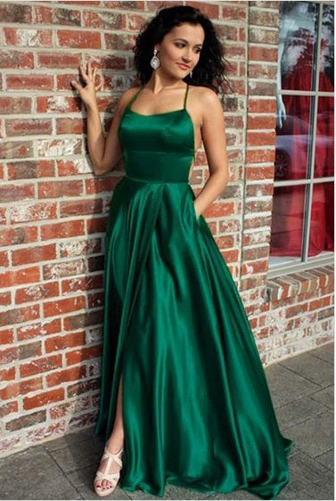 Green Prom Dress Slit Skirt, Evening Dress ,Winter Formal Dress, Pageant Dance Dresses, Graduation School Party Gown, PC0115 - Promcoming