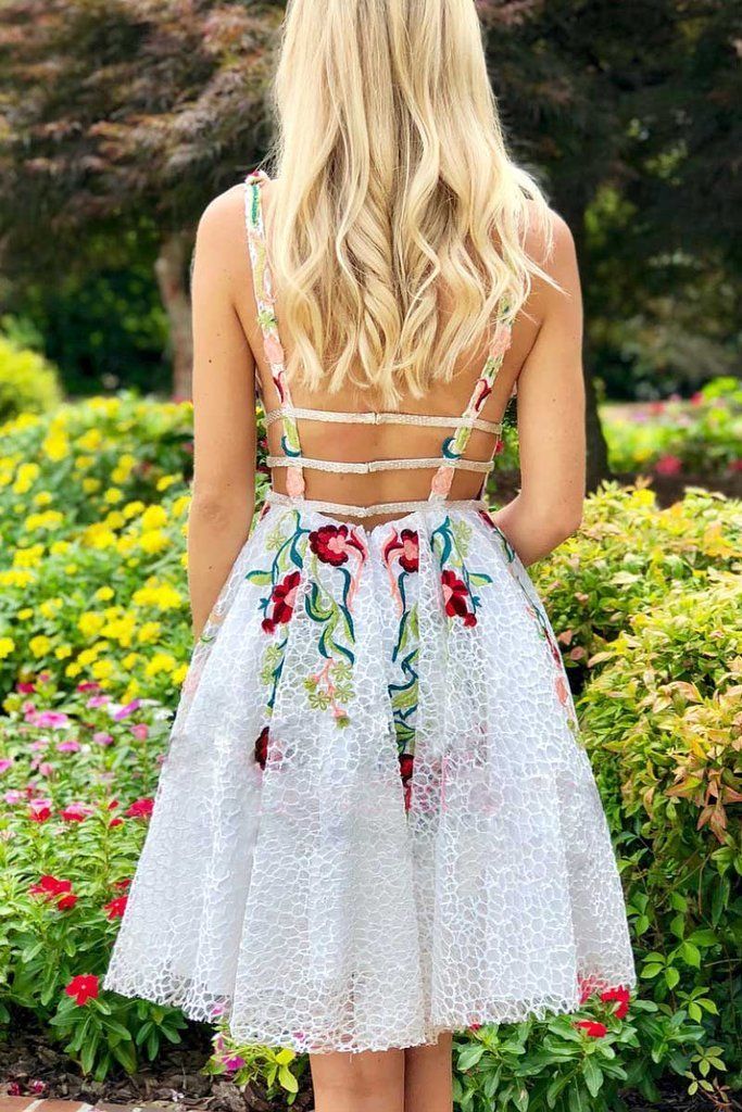Homecoming Dress with Embroidery, Short Prom Dress ,Winter Formal Dress, Pageant Dance Dresses, Back To School Party Gown, PC0982