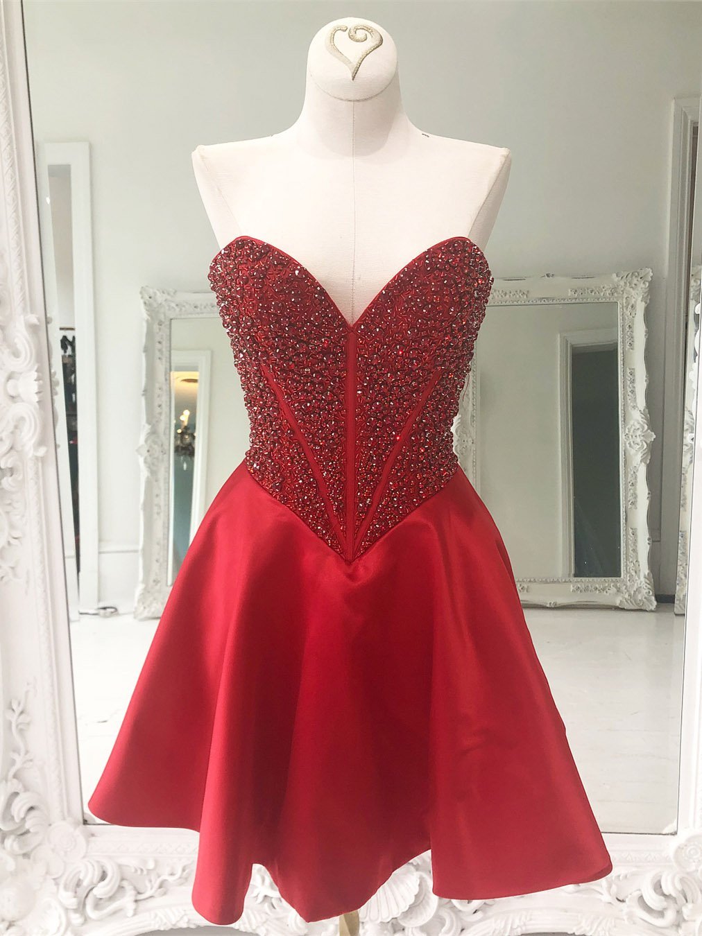 Red Homecoming Dress, Short Prom Dress ,Winter Formal Dress, Pageant Dance Dresses, Back To School Party Gown, PC0658