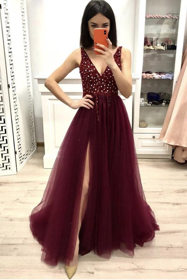 2020 Prom Dress For Teens with Slit, Evening Dress, Formal Dress, Graduation School Party Gown, PC0491 - Promcoming