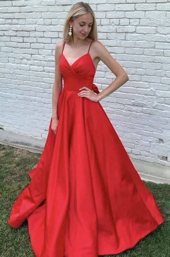 Red Satin Prom Dress A Line, Evening Dress, Special Occasion Dress, Formal Dress, Graduation School Party Gown, PC0515 - Promcoming
