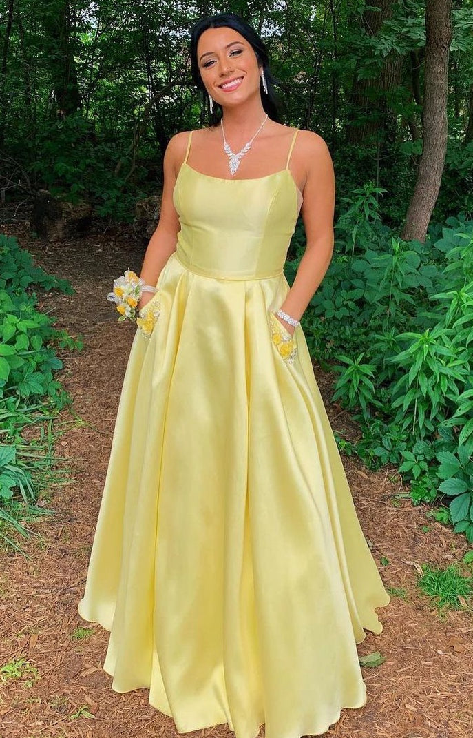 Simple Yellow Prom Dress Long,  Formal Ball Dress, Evening Dress, Dance Dresses, School Party Gown, PC0956