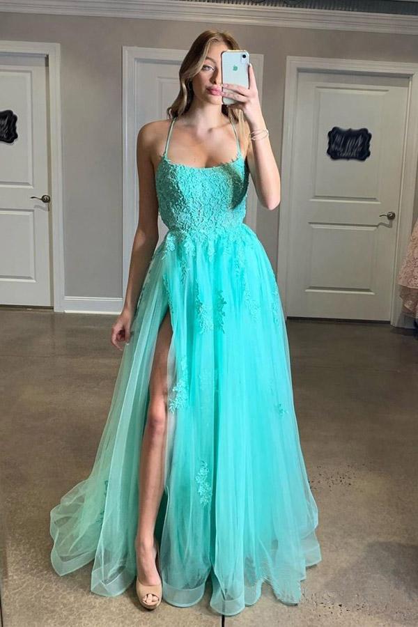 Green Prom Dress with Slit, Prom Dresses, Evening Dress, Dance Dress, Graduation School Party Gown, PC0421 - Promcoming