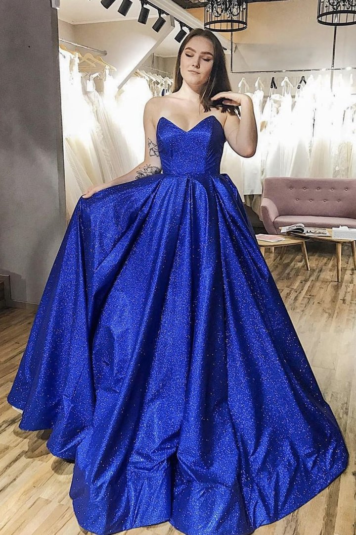 Royal Blue Sparkling Prom Dresses Long, Formal Ball Dress, Evening Dress, Dance Dresses, School Party Gown, PC0935