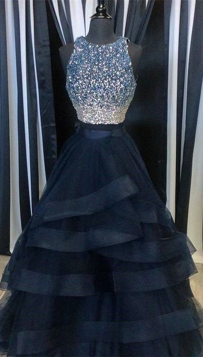 Two Pieces Prom Dress 2020, Evening Dress ,Winter Formal Dress, Pageant Dance Dresses, Graduation School Party Gown, PC0267 - Promcoming