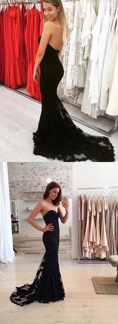 Black Lace Prom Dress, Evening Dress ,Winter Formal Dress, Pageant Dance Dresses, Graduation School Party Gown, PC0125 - Promcoming