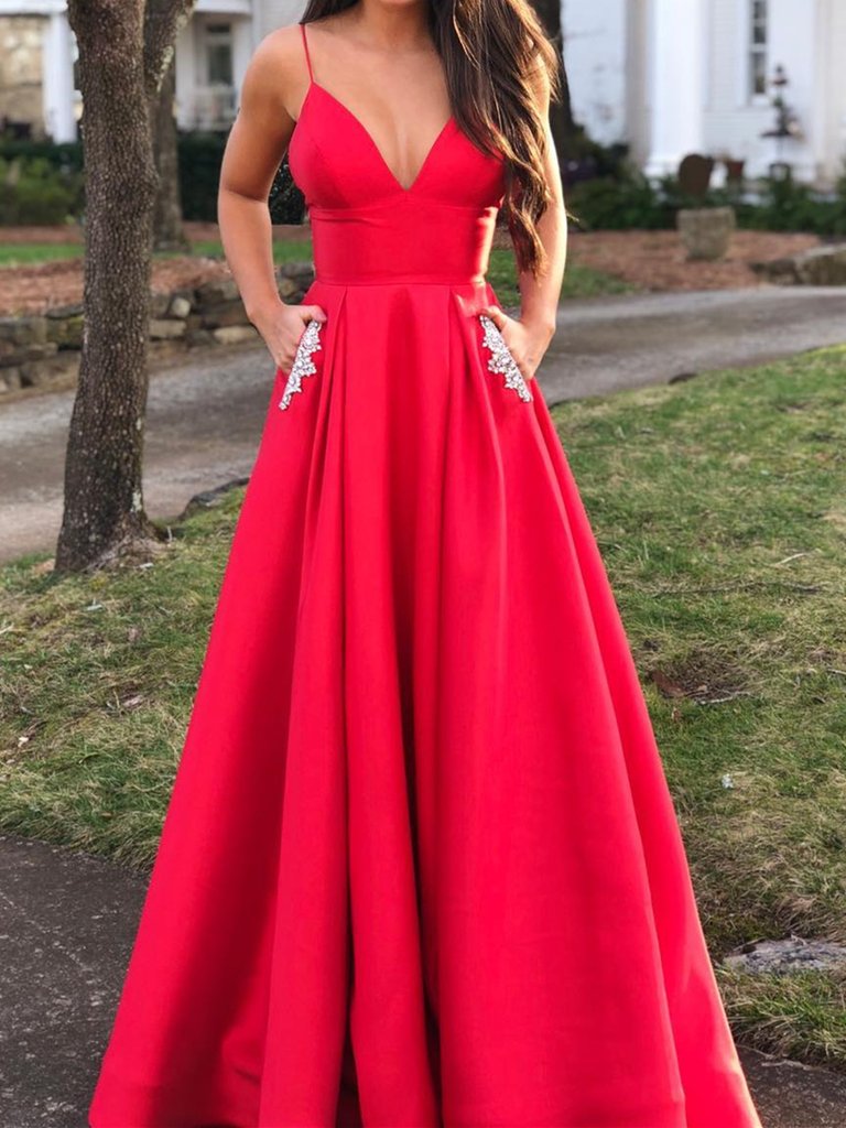 Prom Dress with Pockets, Formal Dress, Evening Dress, Pageant Dance Dresses, School Party Gown, PC0740
