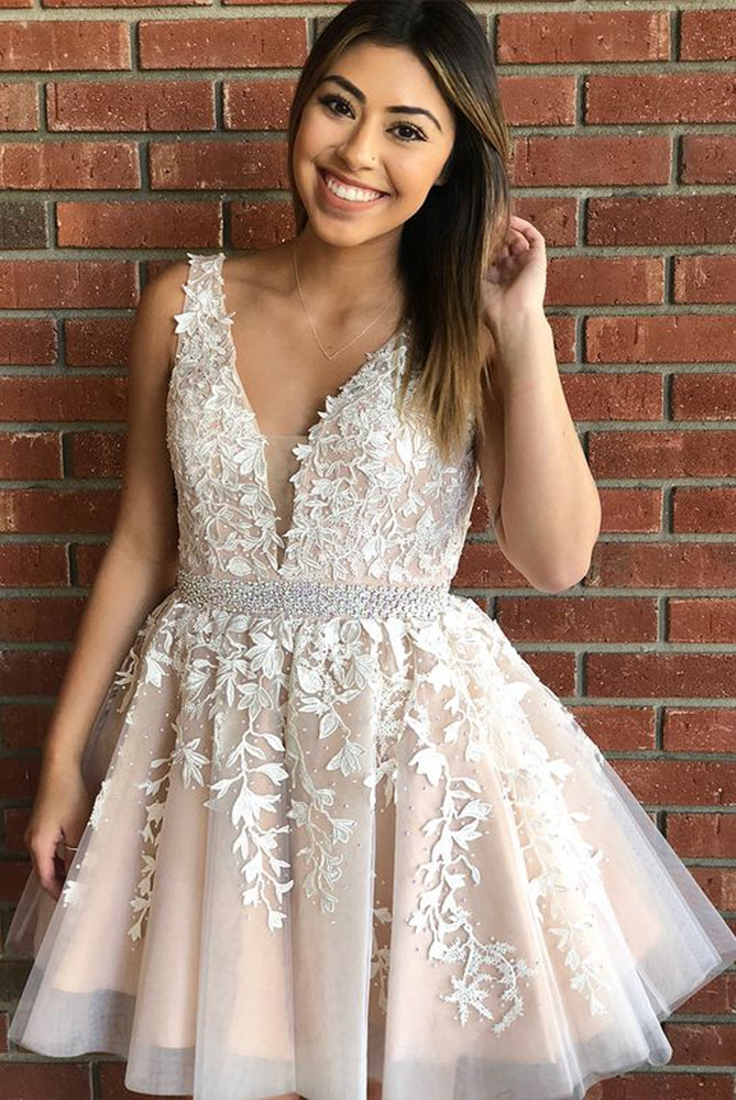 Short Lace Prom Dress, Homecoming Dress, Evening Dress, Dance Dresses, School Party Gown, PC0794