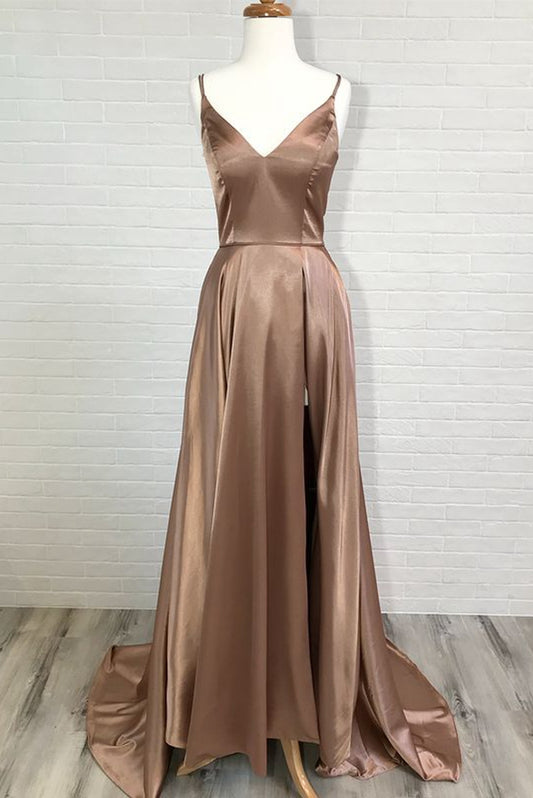Sexy Prom Dress with Slit Winter Formal Dress Pageant Dance Dresses Back To School Party Gown, PC1024