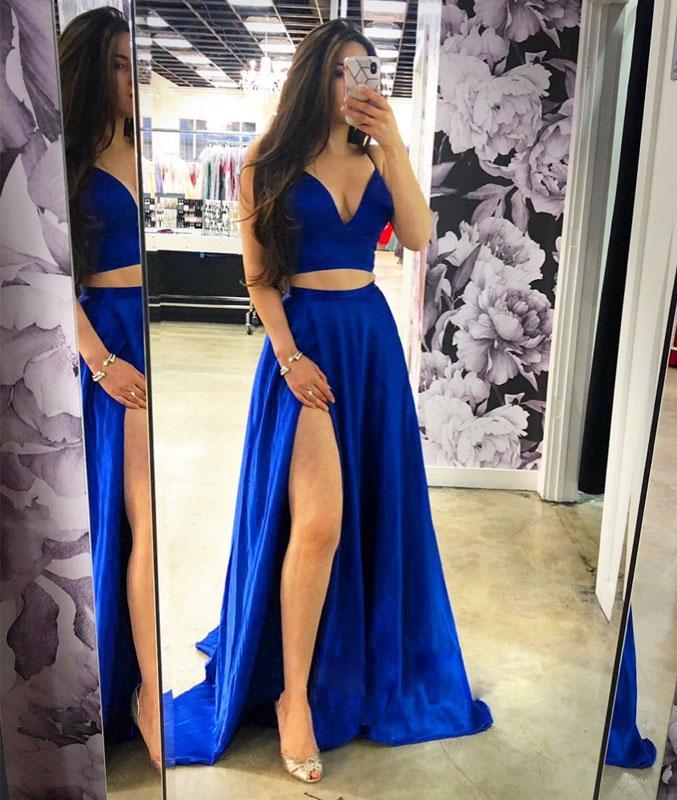 Royal Blue Two Pieces Prom Dress, Evening Dress ,Winter Formal Dress, Pageant Dance Dresses, Graduation School Party Gown, PC0130 - Promcoming