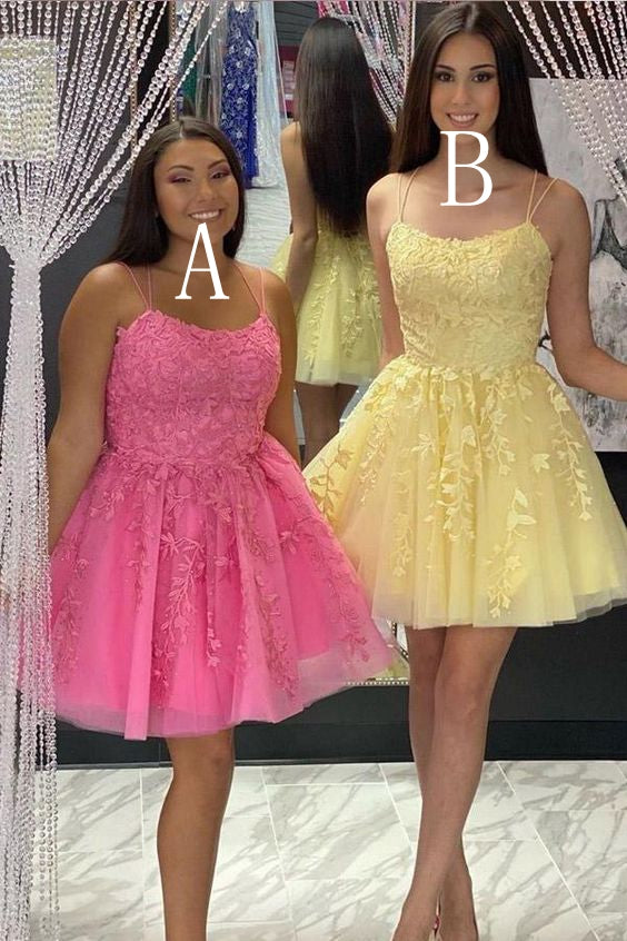 Yellow Lace Homecoming Dress, Short Prom Dress ,Winter Formal Dress, Pageant Dance Dresses, Back To School Party Gown, PC0974