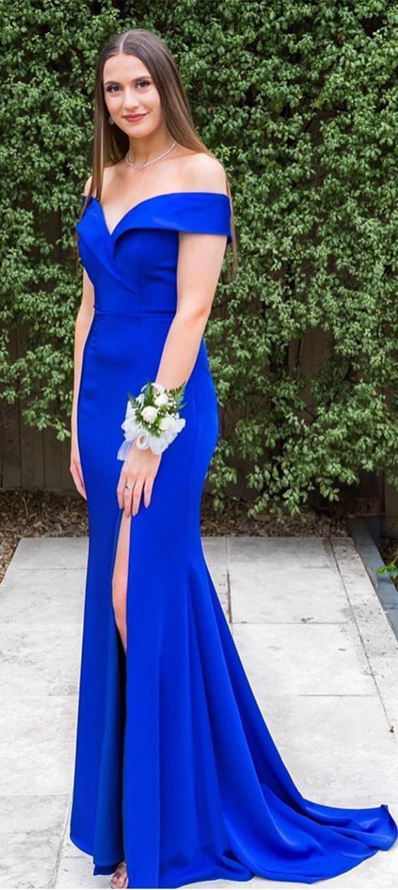 Royal Blue Prom Dress with Slit, Evening Dress, Winter Formal Dress, Pageant Dance Dresses, Graduation School Party Gown, PC0049 - Promcoming