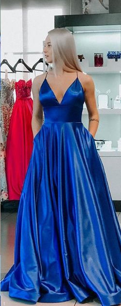 Royal Blue Prom Dress with Pockets, Prom Dresses, Evening Dress, Dance Dress, Graduation School Party Gown, PC0385 - Promcoming