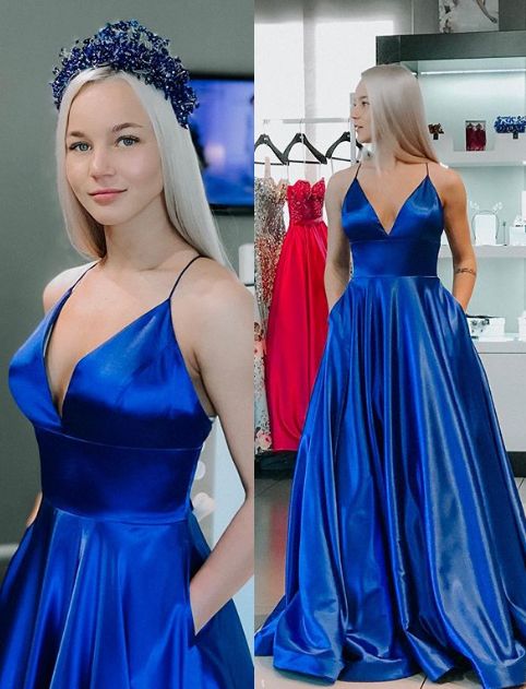 Royal Blue Prom Dress with Pockets, Prom Dresses, Evening Dress, Dance Dress, Graduation School Party Gown, PC0385 - Promcoming