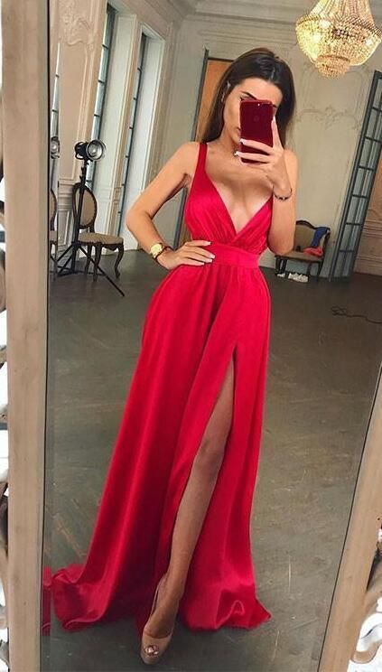 Sexy Prom Dress Slit Skirt, Ball Gown, Sweet 16 Dress, Winter Formal Dress, Pageant Dance Dresses, Graduation School Party Gown, PC0058 - Promcoming