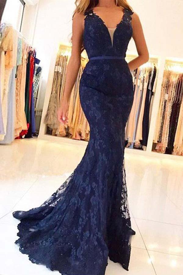 Mermaid Lace Prom Dress, Evening Dress ,Winter Formal Dress, Pageant Dance Dresses, Graduation School Party Gown, PC0059 - Promcoming