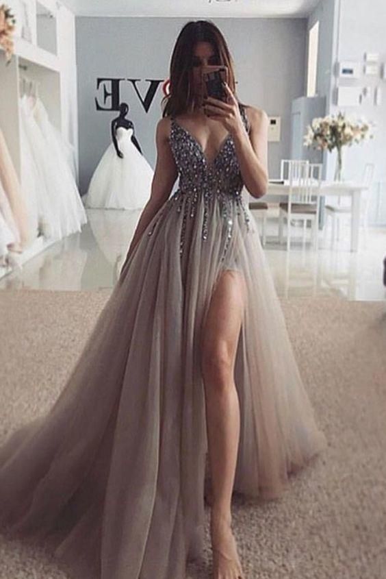Sexy Prom Dress with Slit, Evening Dress, Dance Dress, Graduation School Party Gown, PC0427 - Promcoming