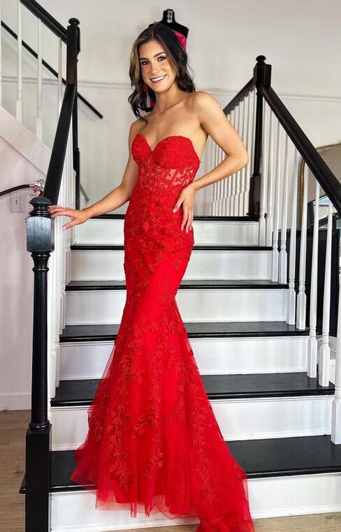 Simple Red Off Shoulder Tulle Long Prom Dress Red Evening Dress TP1130 –  Tirdress
