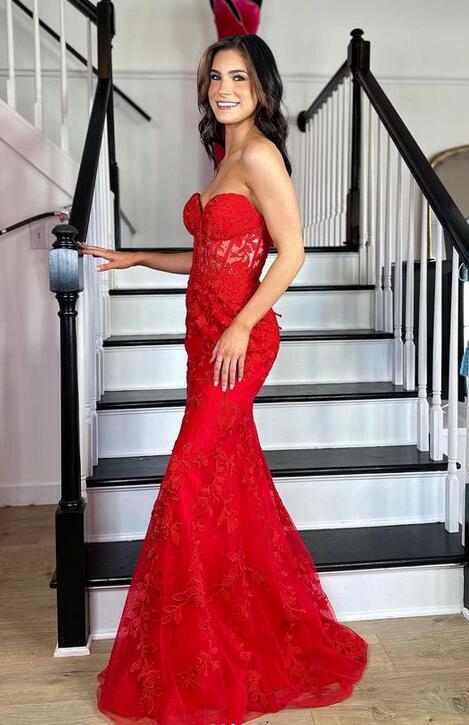 2023 Sexy Red Prom Dresses Long