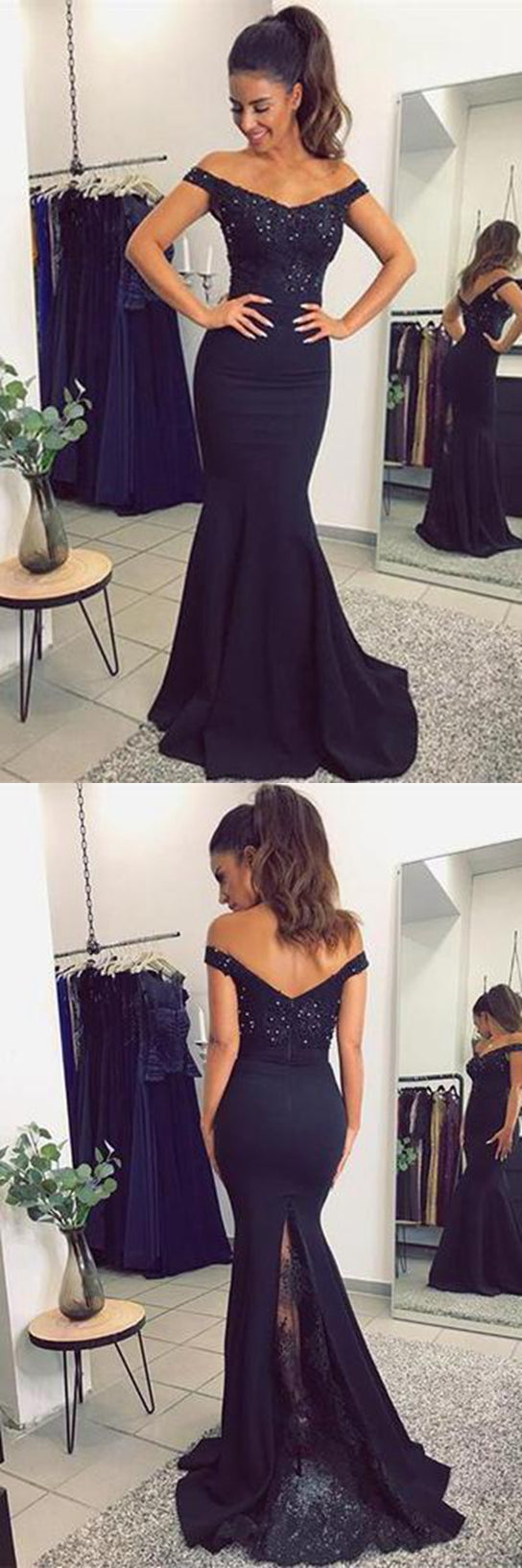 Mermaid Navy Prom Dress, Bridesmaid Dresses, Evening Dress ,Winter Formal Dress, Pageant Dance Dresses, Graduation School Party Gown, PC0180 - Promcoming