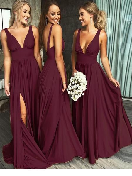 Affordable Bridesmaid Dresses Slit Skirt, Bridesmaid Dress, Wedding Party Dress, Dresses For Wedding, NB0008 - Promcoming