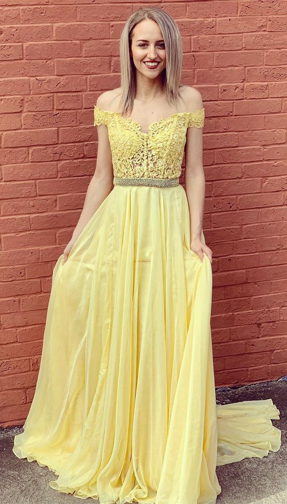 Yellow Prom Dress, Evening Dress ,Winter Formal Dress, Pageant Dance Dresses, Graduation School Party Gown, PC0067 - Promcoming