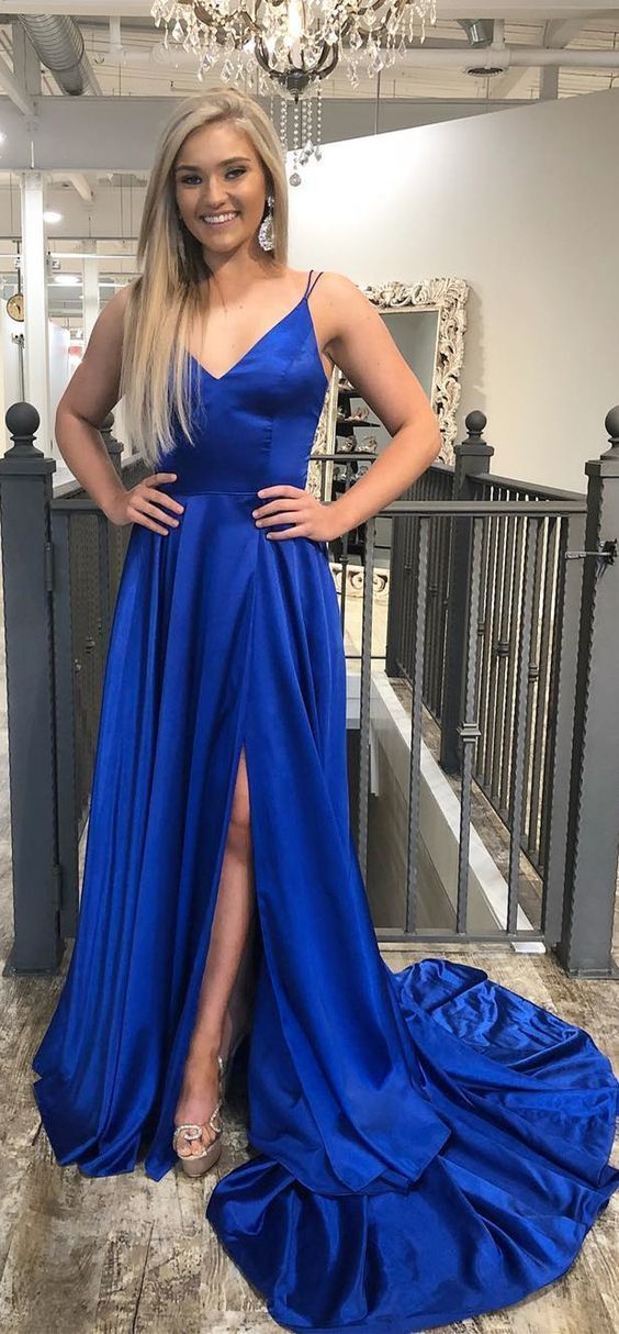 Royal Blue Prom Dress with Slit, Evening Dress ,Winter Formal Dress, Pageant Dance Dresses, Graduation School Party Gown, PC0066 - Promcoming