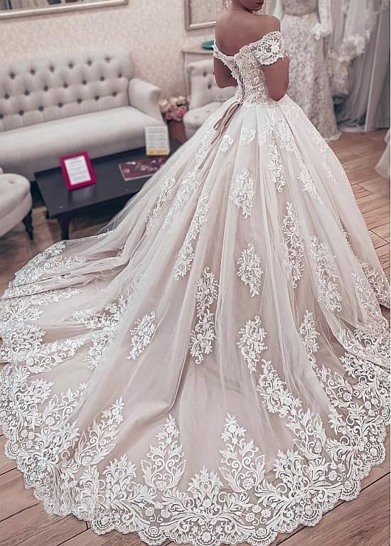 Lace Wedding Dress Off The Shoulder Straps, Bridal Gown ,Dresses For Brides