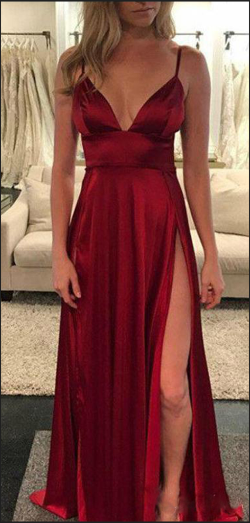 Sexy Prom Dress High Slit Skirt, Evening Dress ,Winter Formal Dress, Pageant Dance Dresses, Graduation School Party Gown, PC0185 - Promcoming
