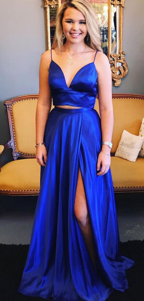 Royal Blue Prom Dress Slit Skirt, Evening Dress ,Winter Formal Dress, Pageant Dance Dresses, Graduation School Party Gown, PC0143 - Promcoming