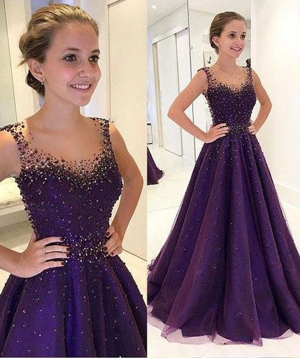 Purple Prom Dress 2020, Evening Dress ,Winter Formal Dress, Pageant Dance Dresses, Graduation School Party Gown, PC0077 - Promcoming
