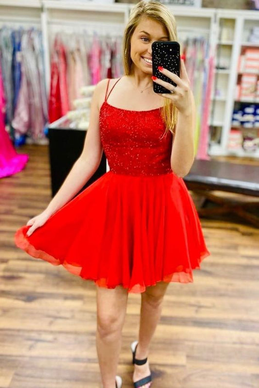 Red Homecoming Dress, Short Prom Dresses, Formal Dress, Evening Dress, Pageant Dance Dresses, School Party Gown, PC0708