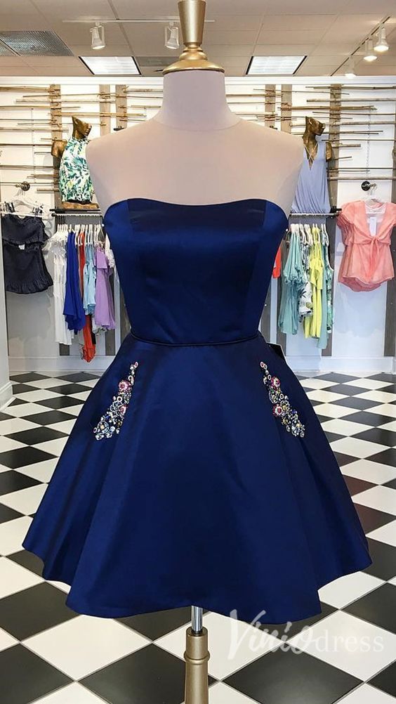 Navy Homecoming Dress, Short Prom Dress ,Winter Formal Dress, Pageant Dance Dresses, Back To School Party Gown, PC0661