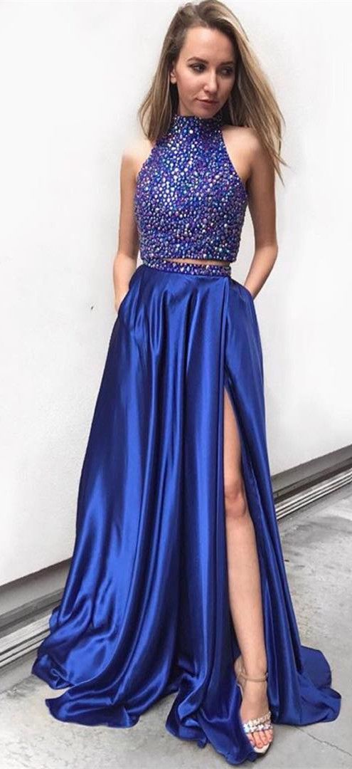 Royal Blue Prom Dress Two Pieces, Evening Dress ,Winter Formal Dress, Pageant Dance Dresses, Graduation School Party Gown, PC0193 - Promcoming