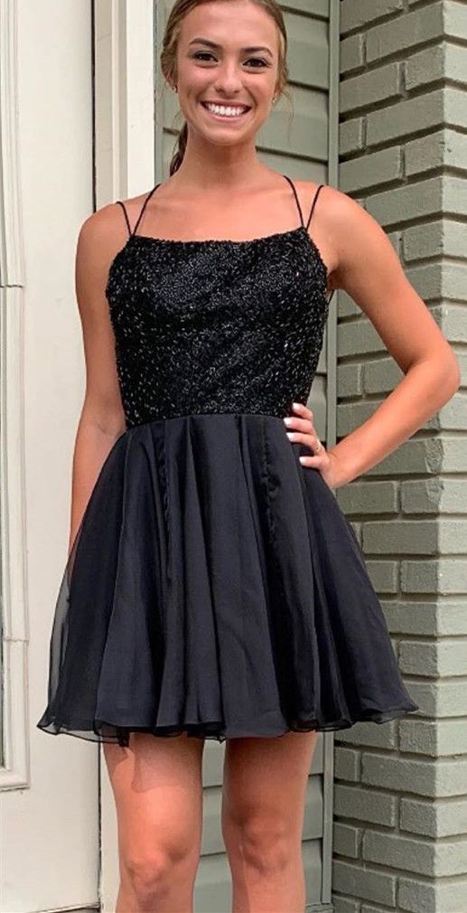 Black Homecoming Dresses, Short Prom Dress ,Winter Formal Dress, Pageant Dance Dresses, Back To School Party Gown, PC0637