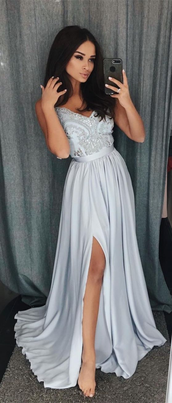 New Style Prom Dress Slit Skirt, Evening Dress ,Winter Formal Dress, Pageant Dance Dresses, Graduation School Party Gown, PC0087 - Promcoming