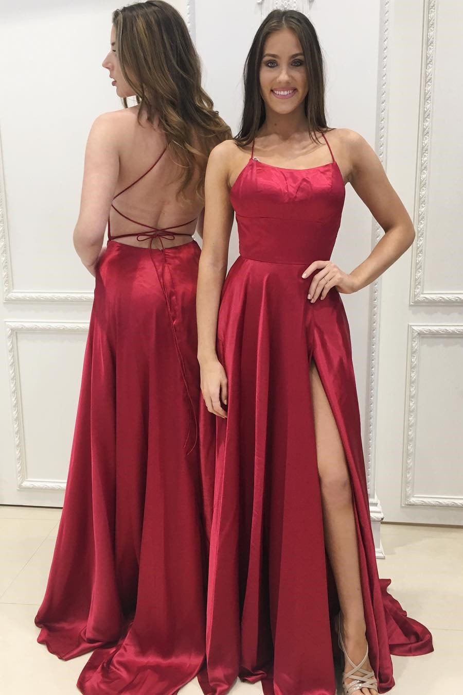 Sexy Backless Prom Dress with Slit, Evening Dress ,Winter Formal Dress, Pageant Dance Dresses, Graduation School Party Gown, PC0304 - Promcoming